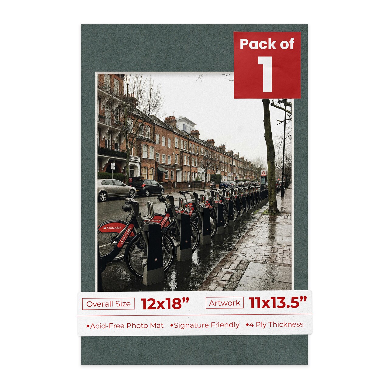 Dark Grey Suede Mat Board for 12x18 Frames - Fits 11x13.5 Photos